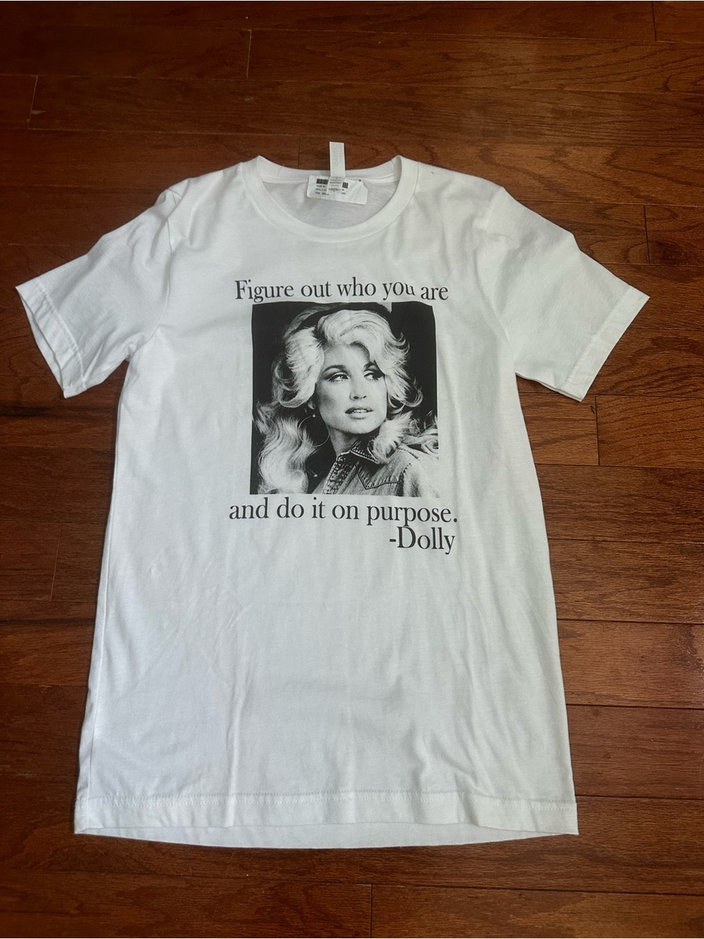 Bella Canvas White Tee with Black Dolly Portrait & Quote